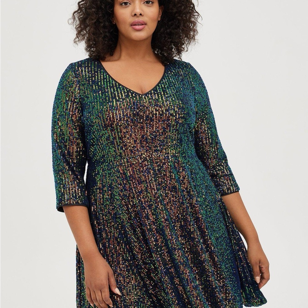 New Torrid Mini Sequins Skater Dress